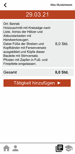 Abbildung der App - Tagesansicht