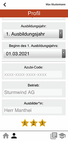 Abbildung der App - Profileinstellungen